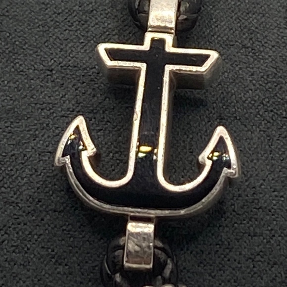 New DAVID YURMAN Men's Maritime Anchor Leather Bracelet in Silver & Onyx Med - Picture 3 of 8